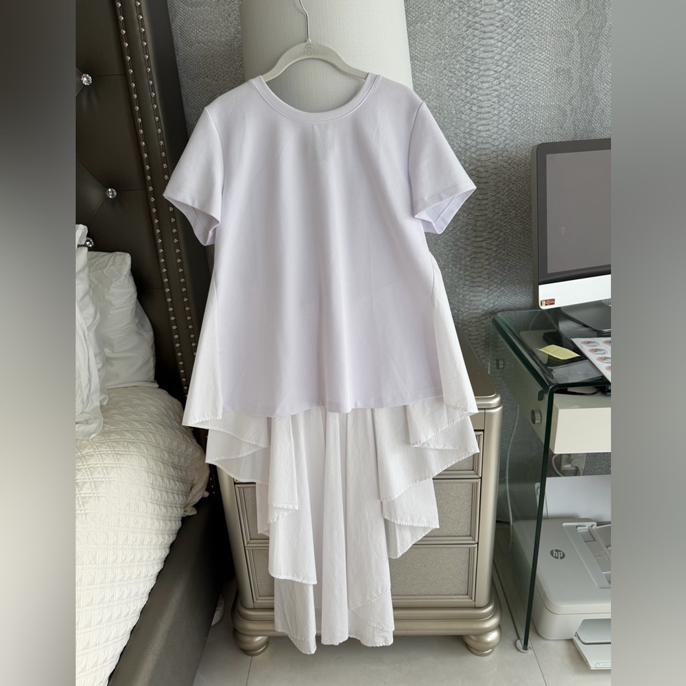 Gracia white short-sleeve high-low tunic Size L